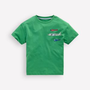 Front & Back Graphic T-shirt-Bright Green Aviation Vehicles