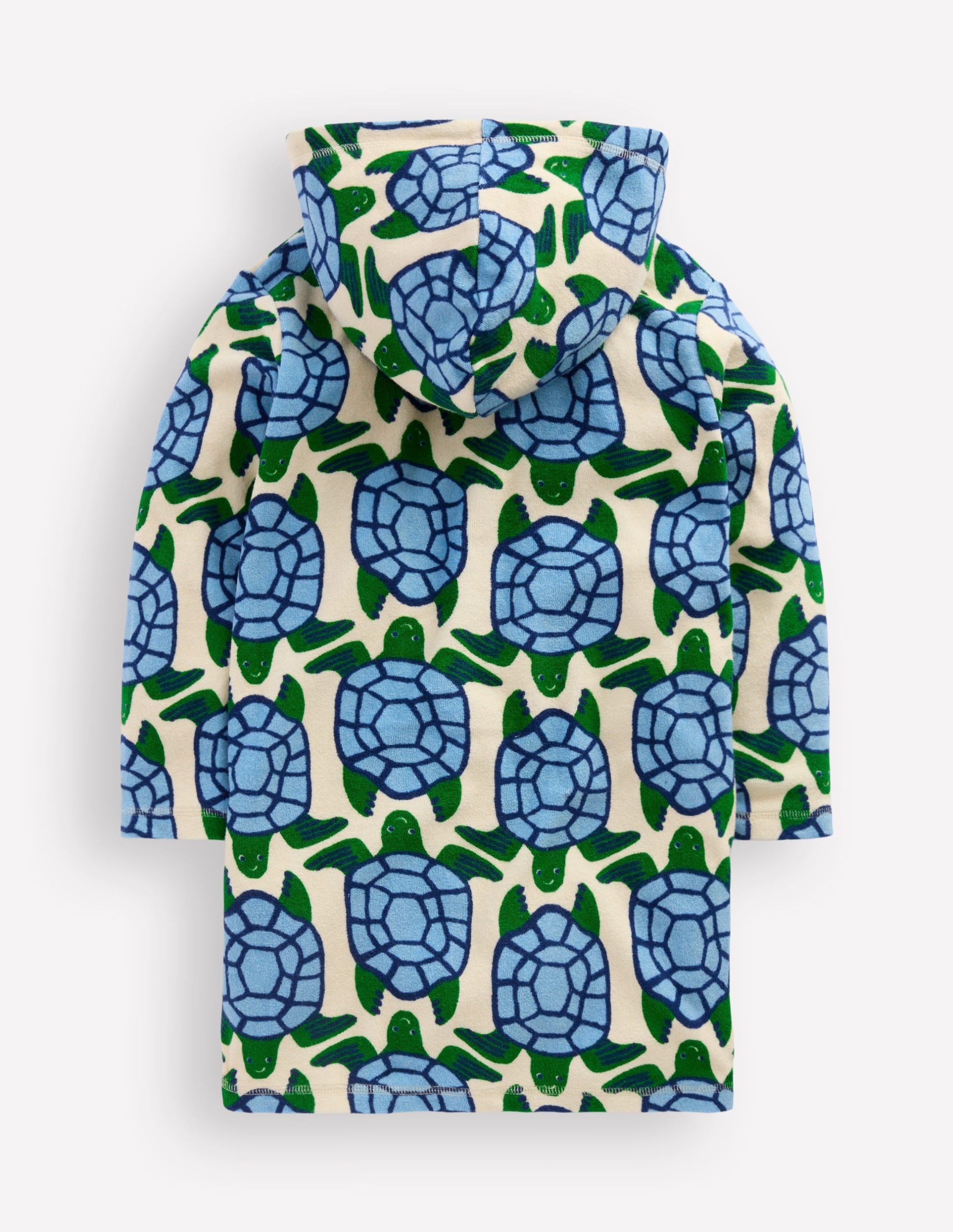 Towelling Zip-Up Throw-On-Calico White Turtles - Image 4