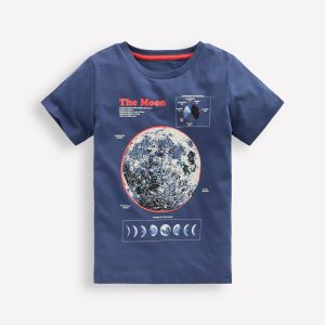 Glow-In-The-Dark T-shirt-Robot Blue Marl Moon