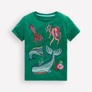 Glow Superstitch T-shirt-Jewel Green Sea Creatures