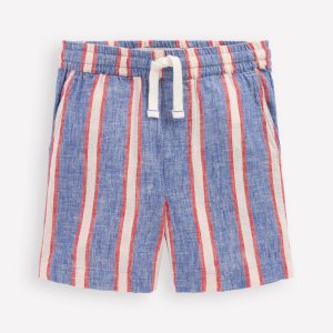 Cotton Linen Shorts-Triple Stripe