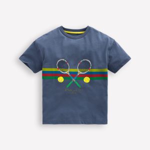 Relaxed Sport Graphic T-shirt-Robot Blue Tennis