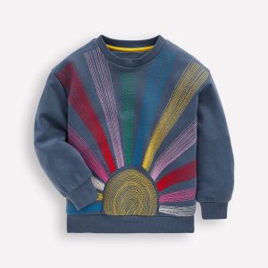 Bobbie Appliqu?? Sweatshirt-Vintage Indigo Sun