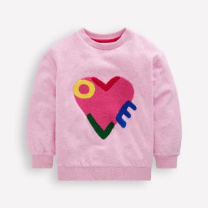 Bobbie Appliqu?? Sweatshirt-Pink Marl Love