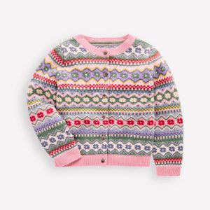 Edie Fair Isle Cardigan-Glacier Blue Pretty Flowers