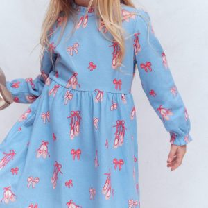Blouson Sleeve Jersey Dress-Pale Blue Ballet Shoes