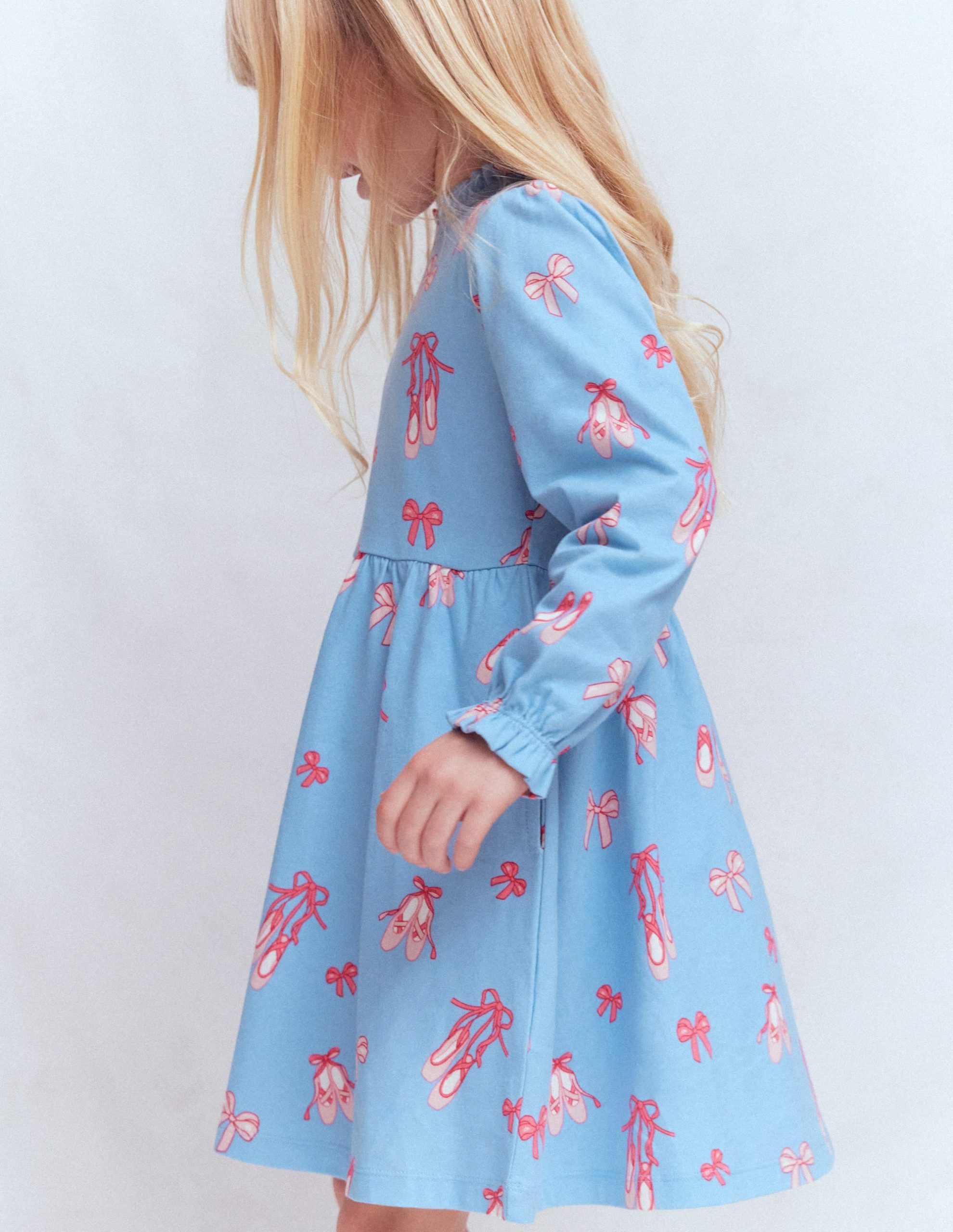 Blouson Sleeve Jersey Dress-Pale Blue Ballet Shoes - Image 2