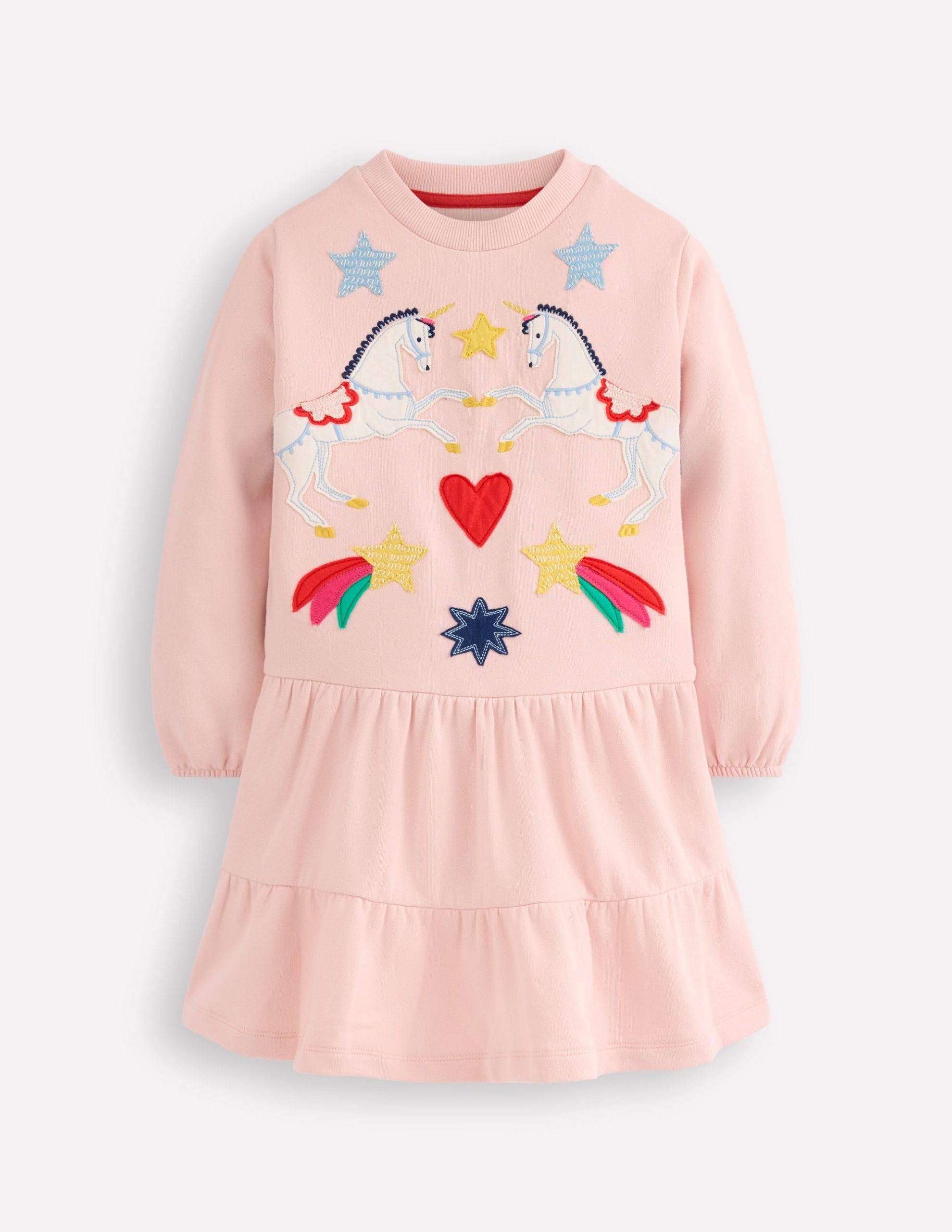 Drop Waist Sweatshirt Dress-Chalk Pink Appliqu??