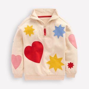 Half-zip Sweatshirt-Applique Shapes
