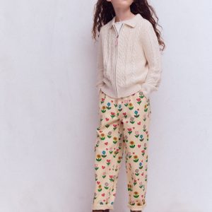Pleat Jeans-Ivory Sunflower Garden