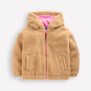 Relaxed Borg Zip-through-Love Applique Borg