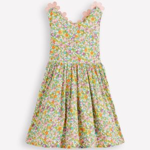 Fun Cross-back Strap Dress-Soft Ivory Florabunda