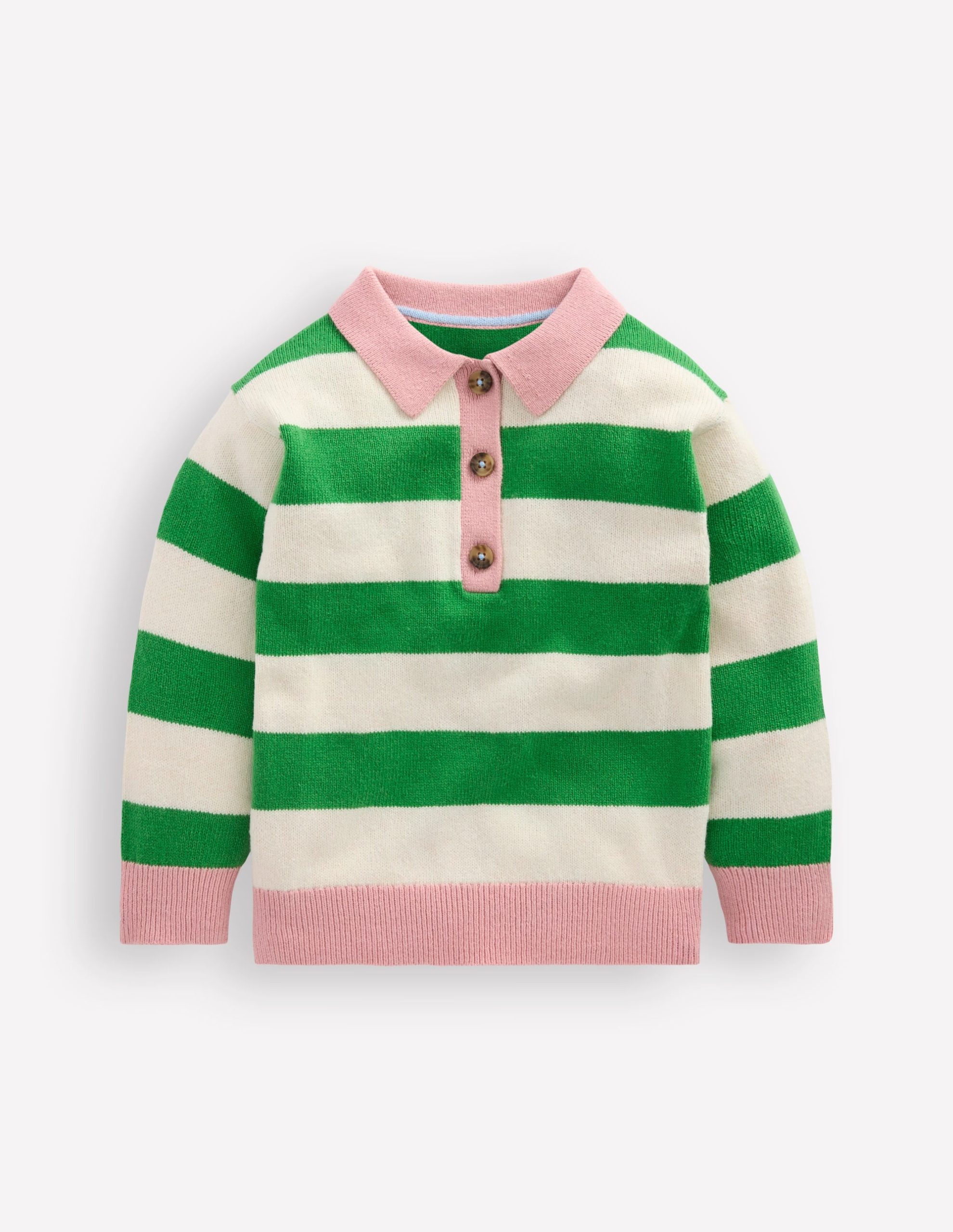 Knitted Rugby Sweater-Pea Green/Ecru Marl - Image 4
