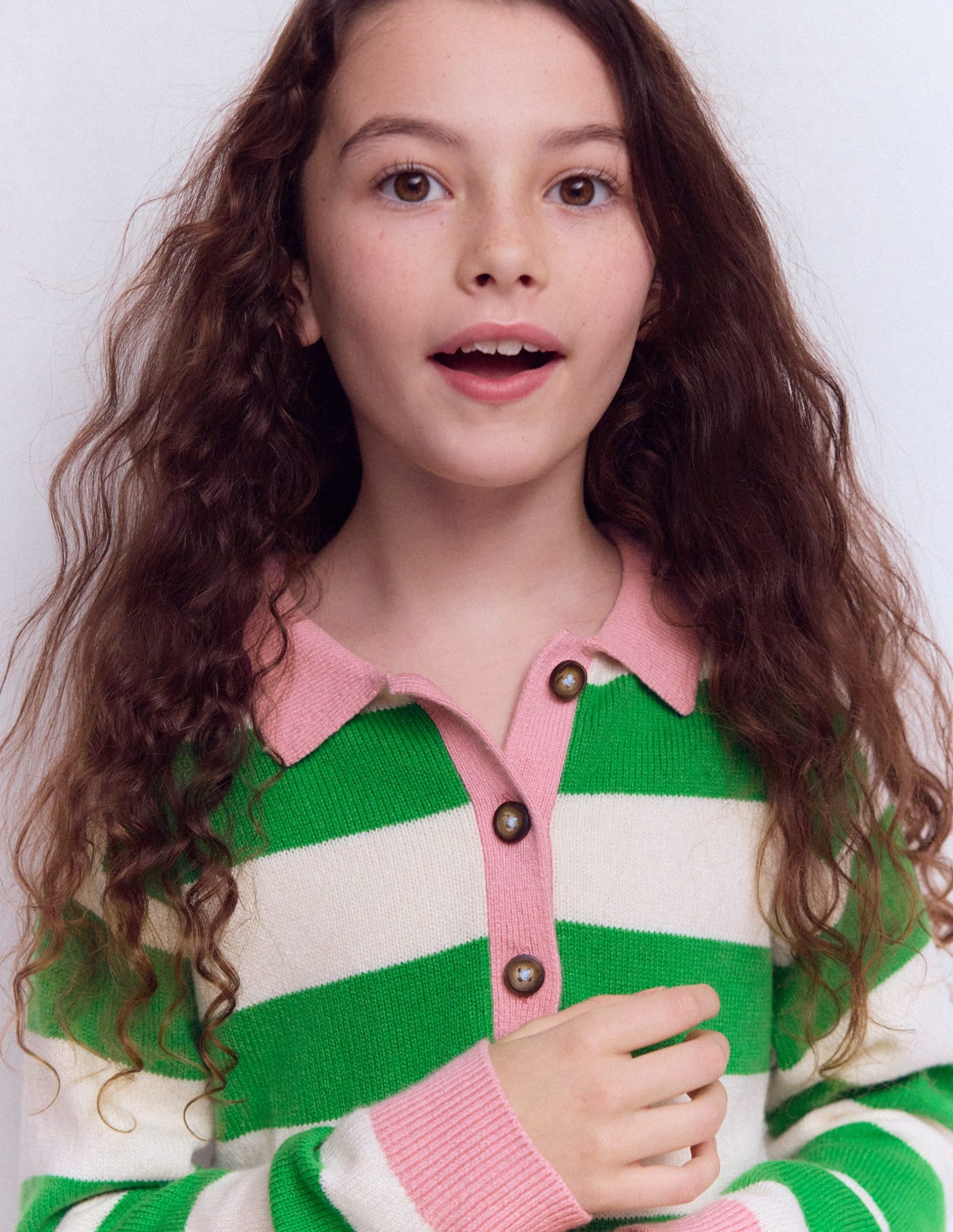 Knitted Rugby Sweater-Pea Green/Ecru Marl - Image 3