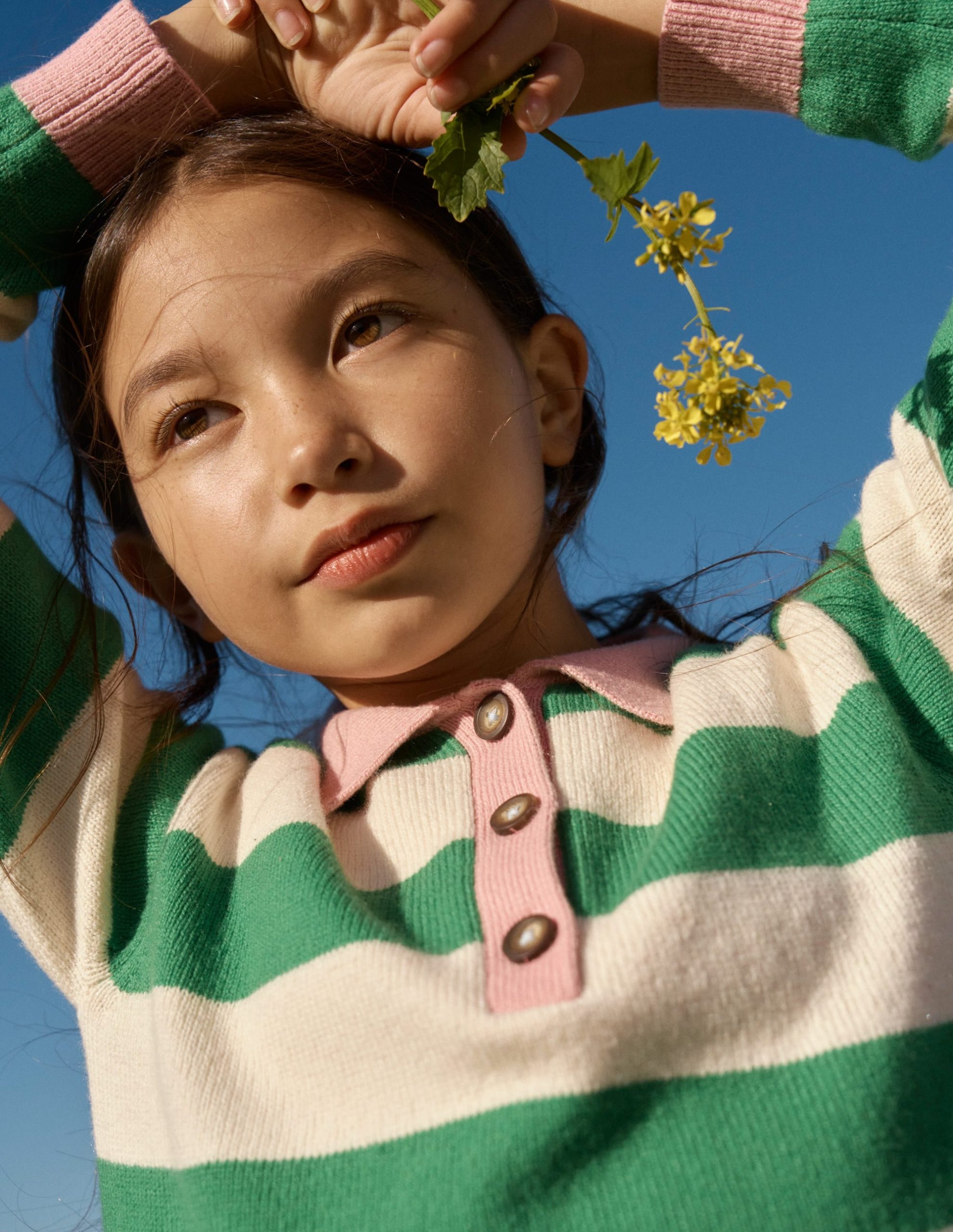 Knitted Rugby Sweater-Pea Green/Ecru Marl - Image 7