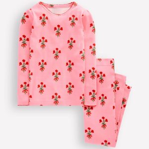 Snug Long John Pajamas-Bubblegum Pink Posy
