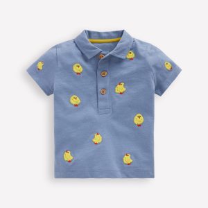 Embroidered Polo-Light Blue Fluffy Chicks