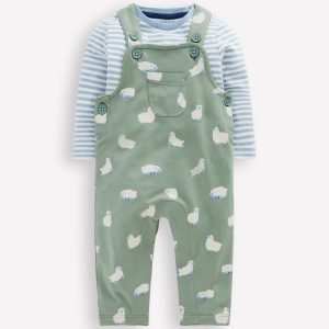 Jersey Overalls Set-Green Sheep