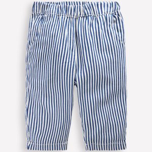 Cotton Pull-on Pants-Blue and Ivory Stripe