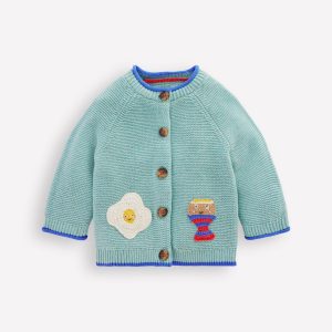 Cotton Logo Cardigan-Aquifer Dippy Eggs