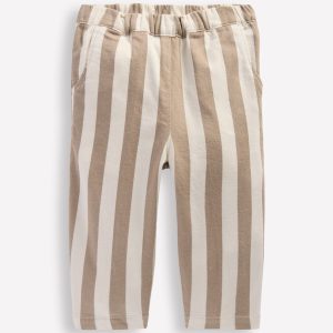 Cotton Pull-on Pants-Neutral Stripe