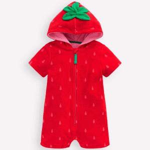 Novelty Towelling Romper-Strawberry