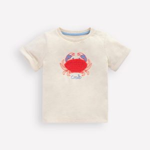 Short Sleeve Logo T-shirt-Ecru Crab