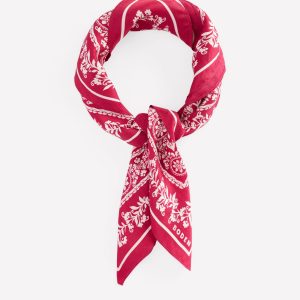 Elisabeth Silk Square Scarf-Red Decorative Blossom