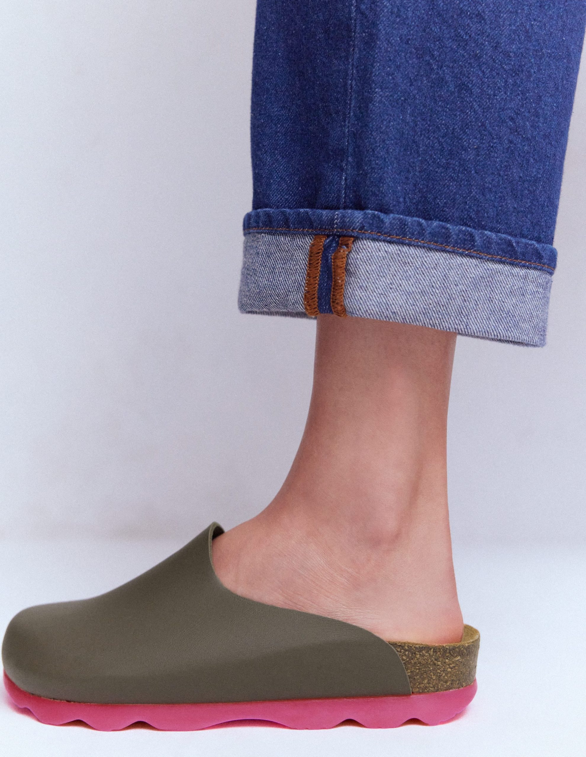 Lyla Colour Block Clogs-Khaki/Pink - Image 2