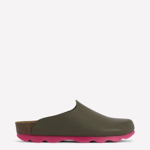 Lyla Colour Block Clogs-Khaki/Pink
