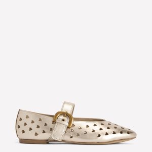 Kylie Flat Buckle Mary Janes-Gold