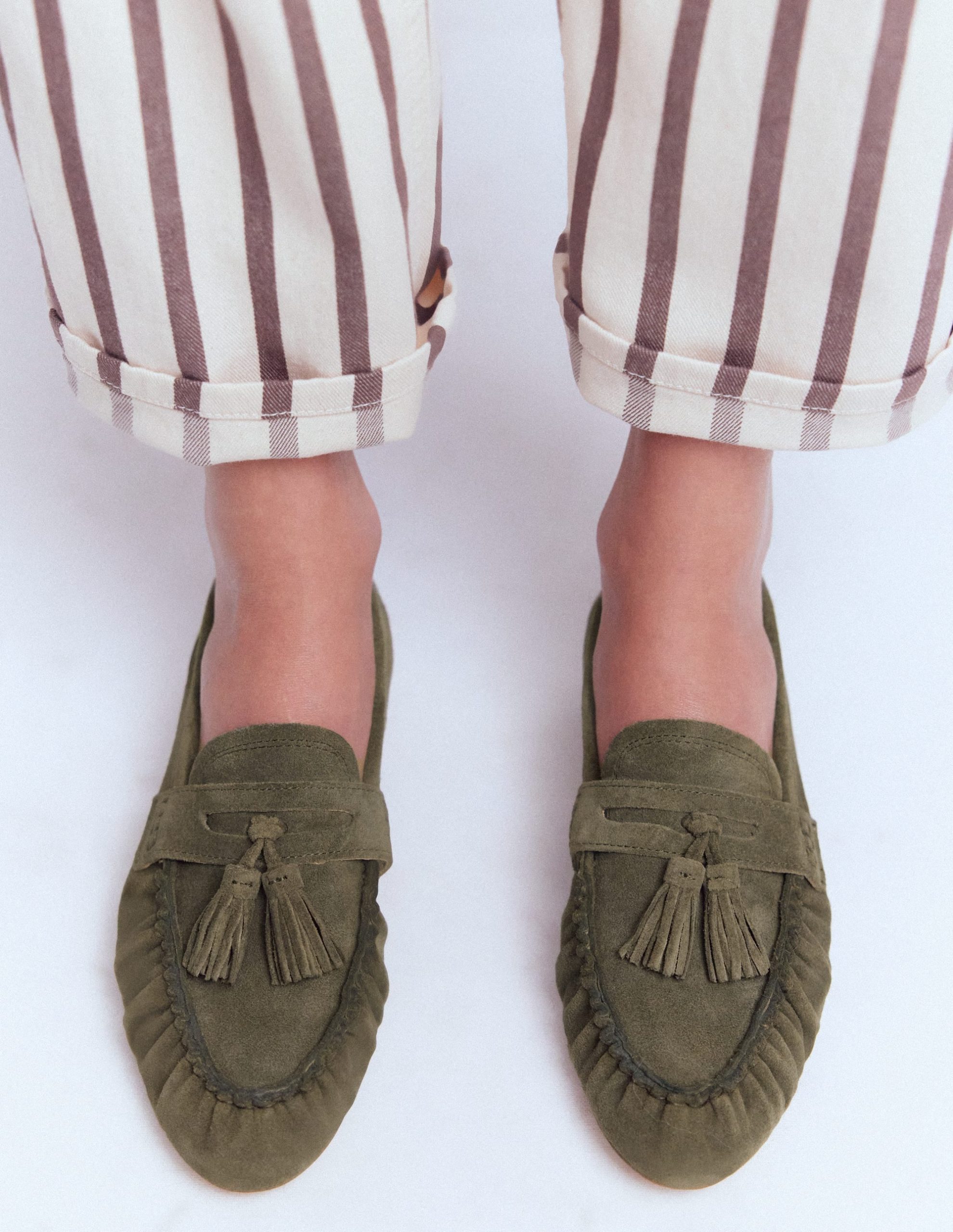 Soft Ruched Loafers-Deep Olive - Image 2