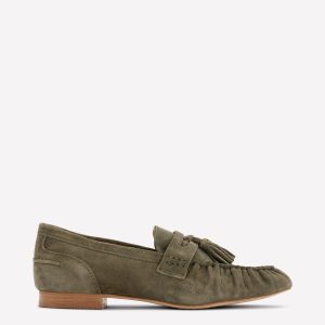 Soft Ruched Loafers-Deep Olive