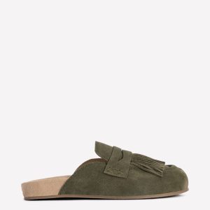 Etta Ghillie Mule Clogs-Deep Olive