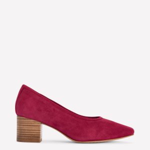 Closed Back Block Heel-Red