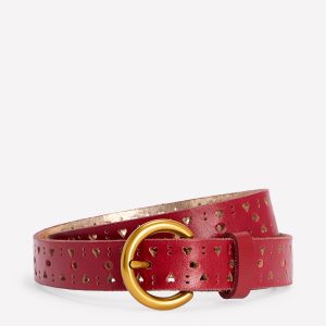 Brogue Cut Belt-Red