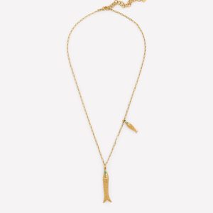Long Charm Pendant Necklaces-Fish