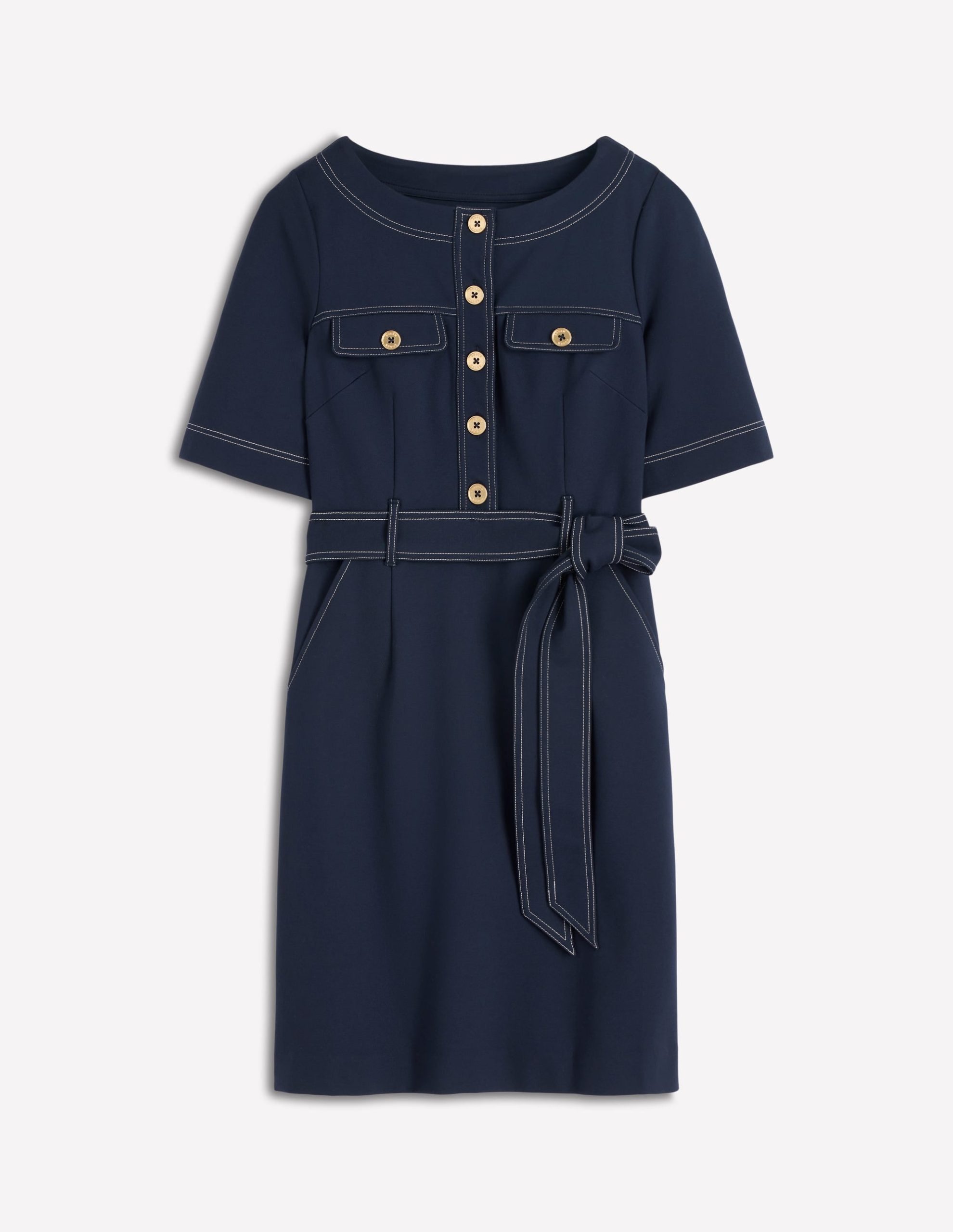 Bria Ponte Shift Dress-Navy - Image 5