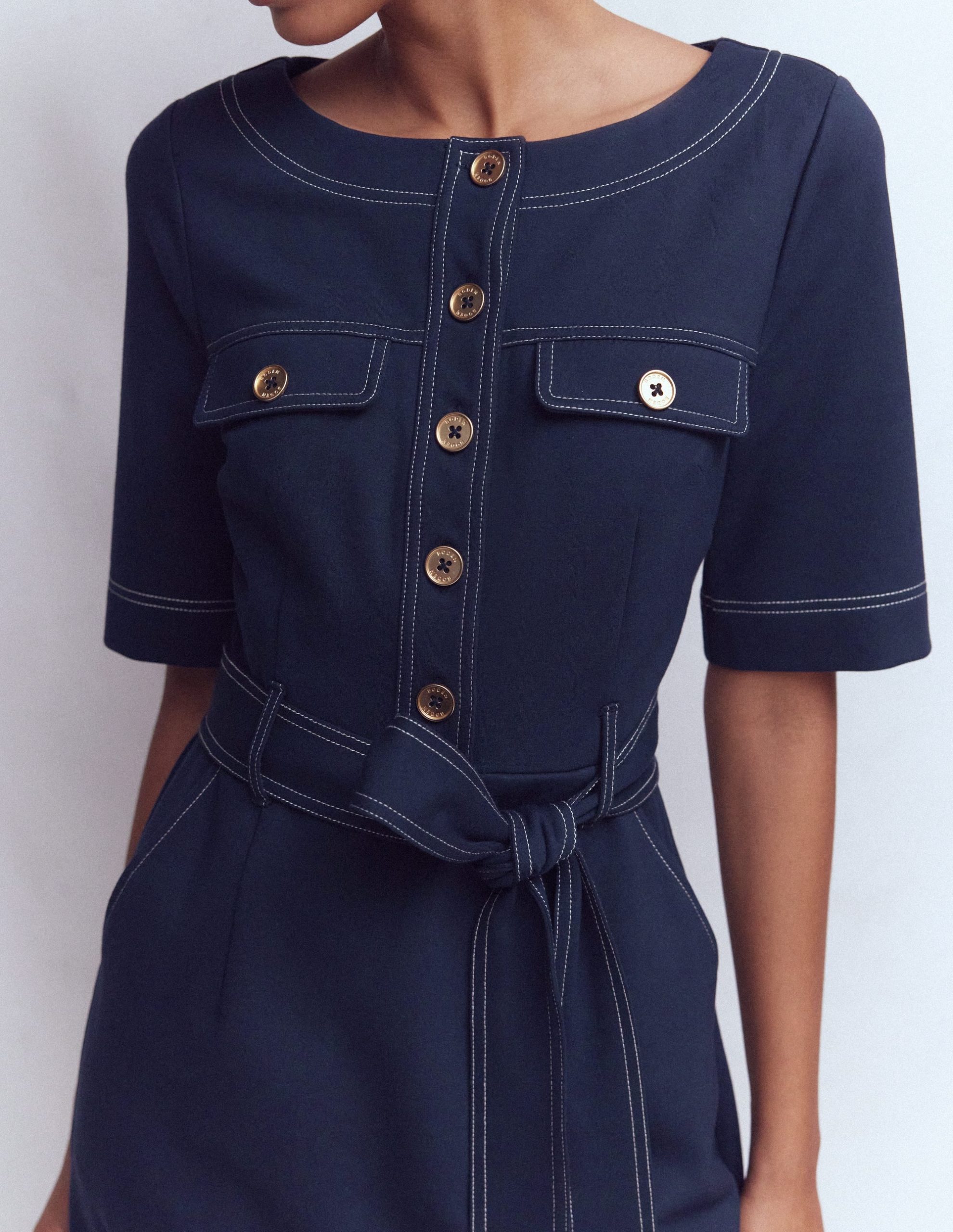 Bria Ponte Shift Dress-Navy - Image 2