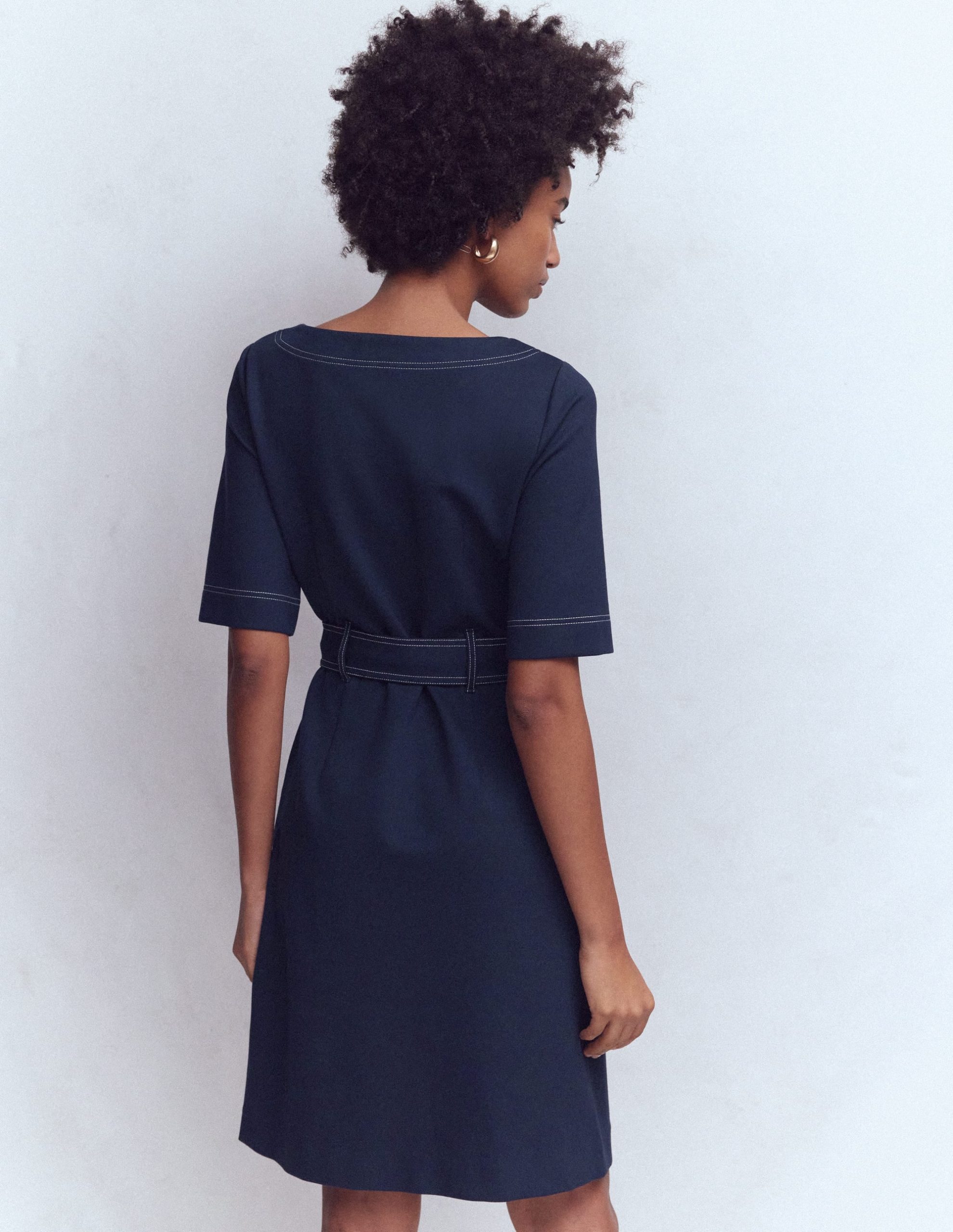 Bria Ponte Shift Dress-Navy - Image 3