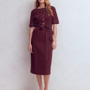 Bria Ponte Midi Dress-Deep Wisteria