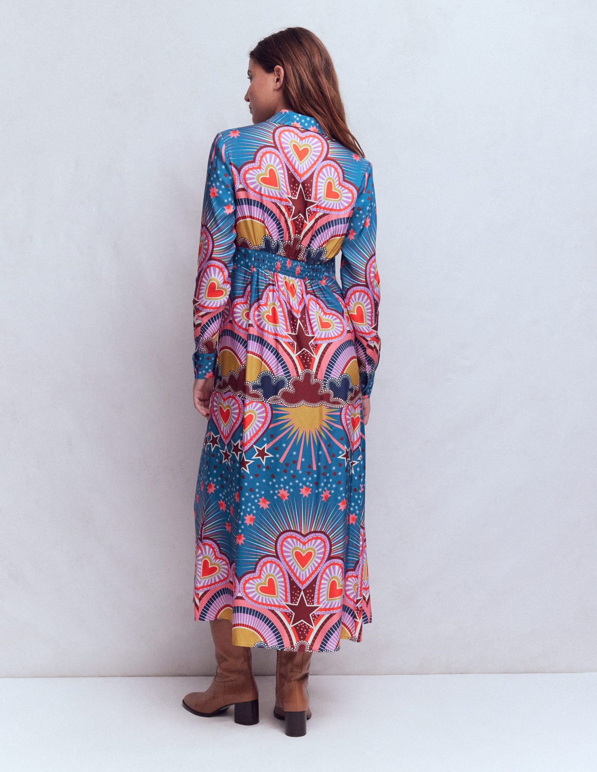 Empire Hotched Shirt Dress-Multi. Starburst Heart - Image 3