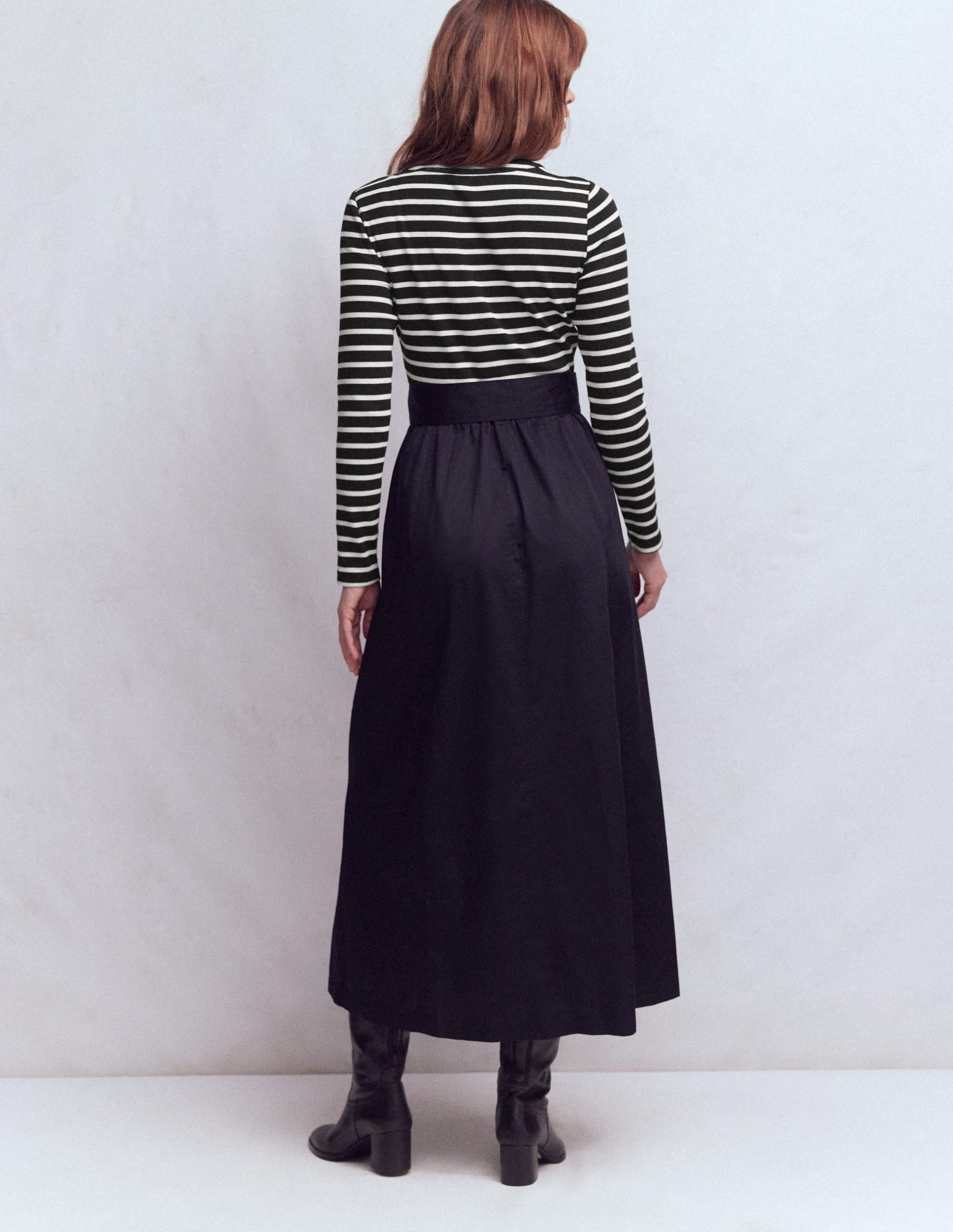 Long Sleeve Mix Media Dress-Black Stripe - Image 3