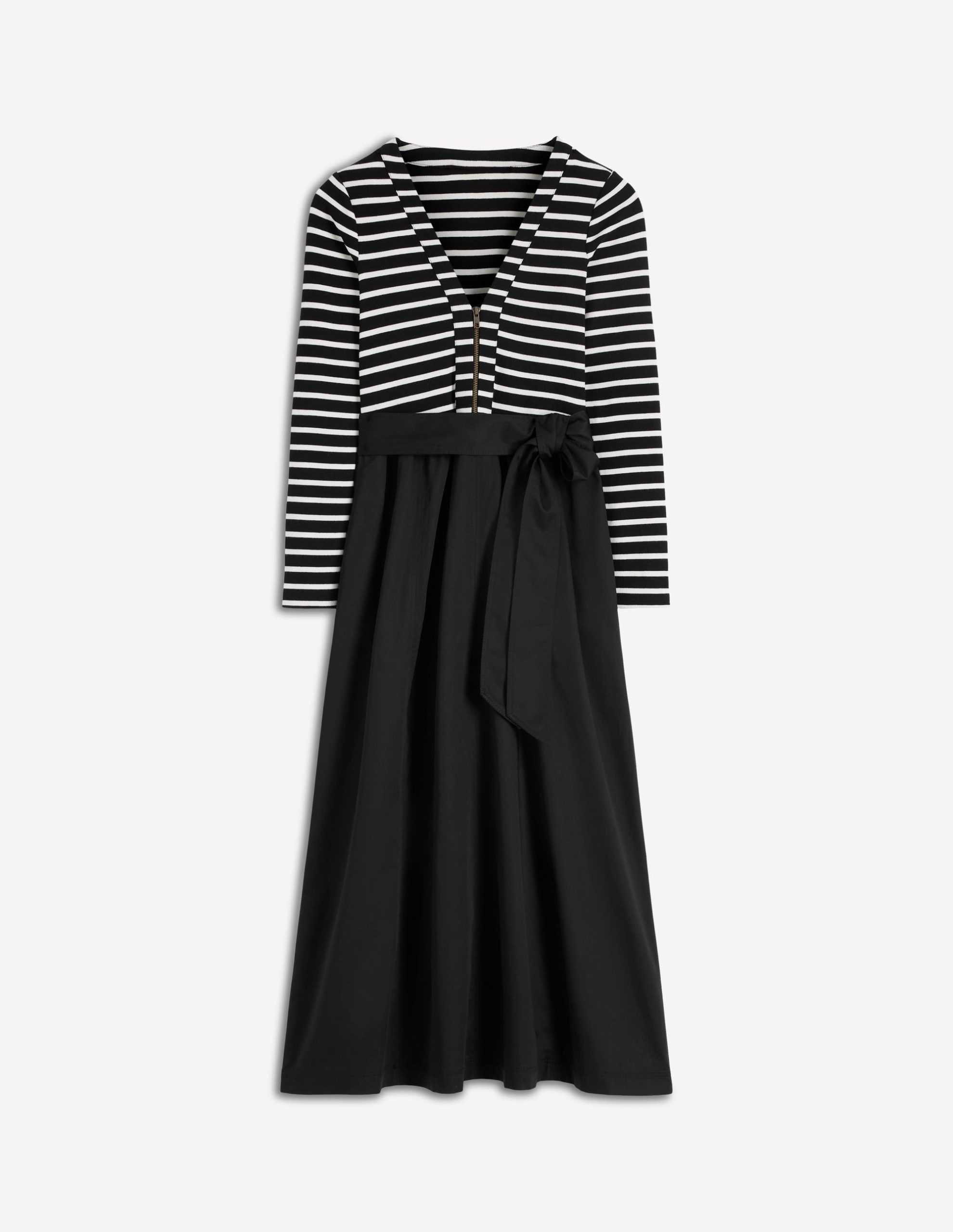 Long Sleeve Mix Media Dress-Black Stripe - Image 5