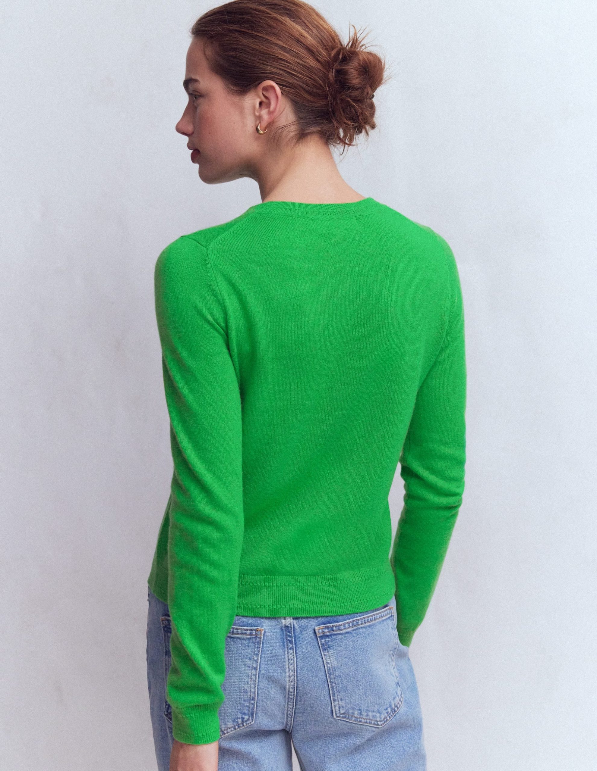 Eva Cashmere Crew Neck Sweater-Sapling Green - Image 3