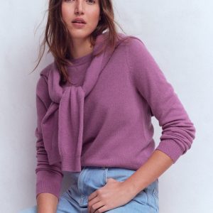 Eva Cashmere Crew Neck Sweater-Clover Purple
