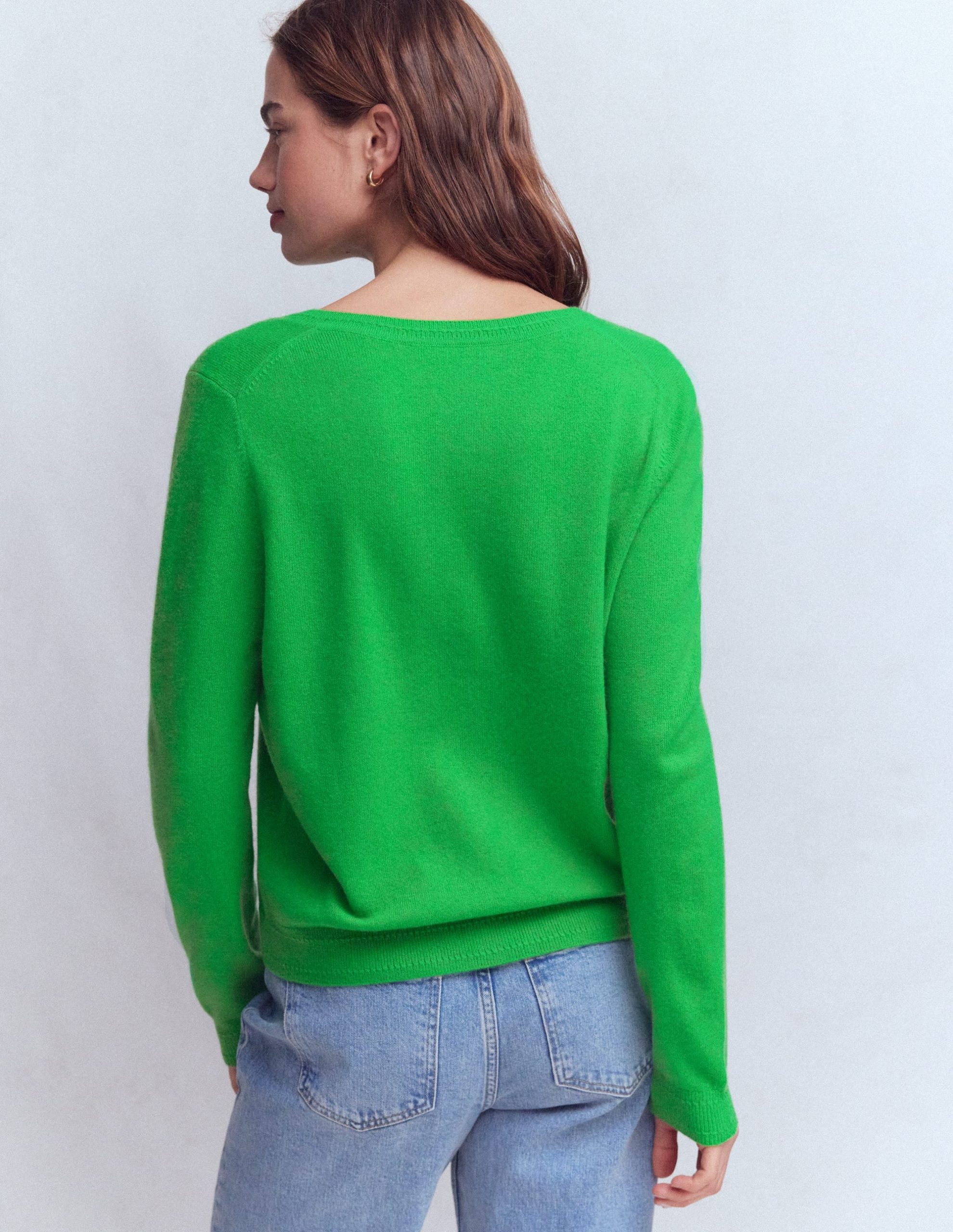 Eva Cashmere Crew Cardigan-Sapling Green - Image 3