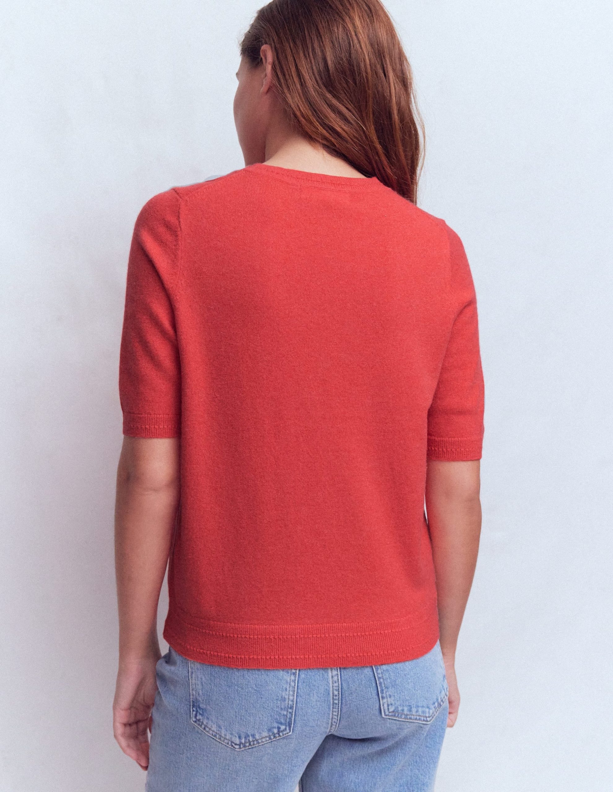 Eva Cashmere T-Shirt-Fiery Orange Melange - Image 3