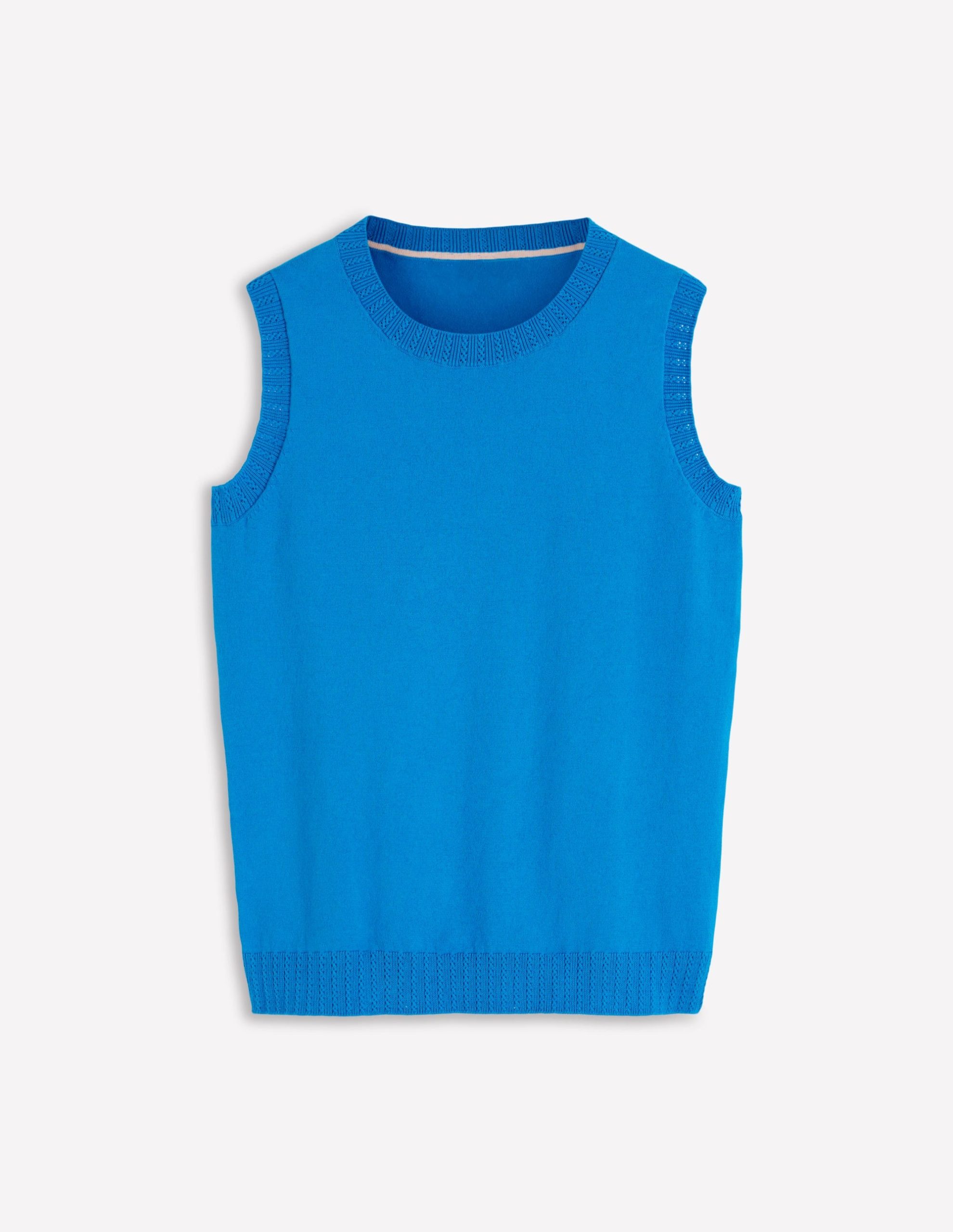 Emilia Cotton Crew Neck Vest-Kingfisher Blue - Image 5