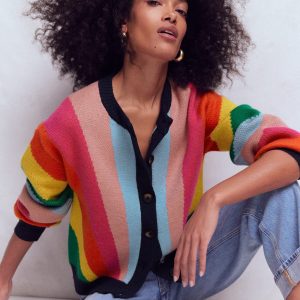 Abi Jacquard Cardigan-Multi Rainbow